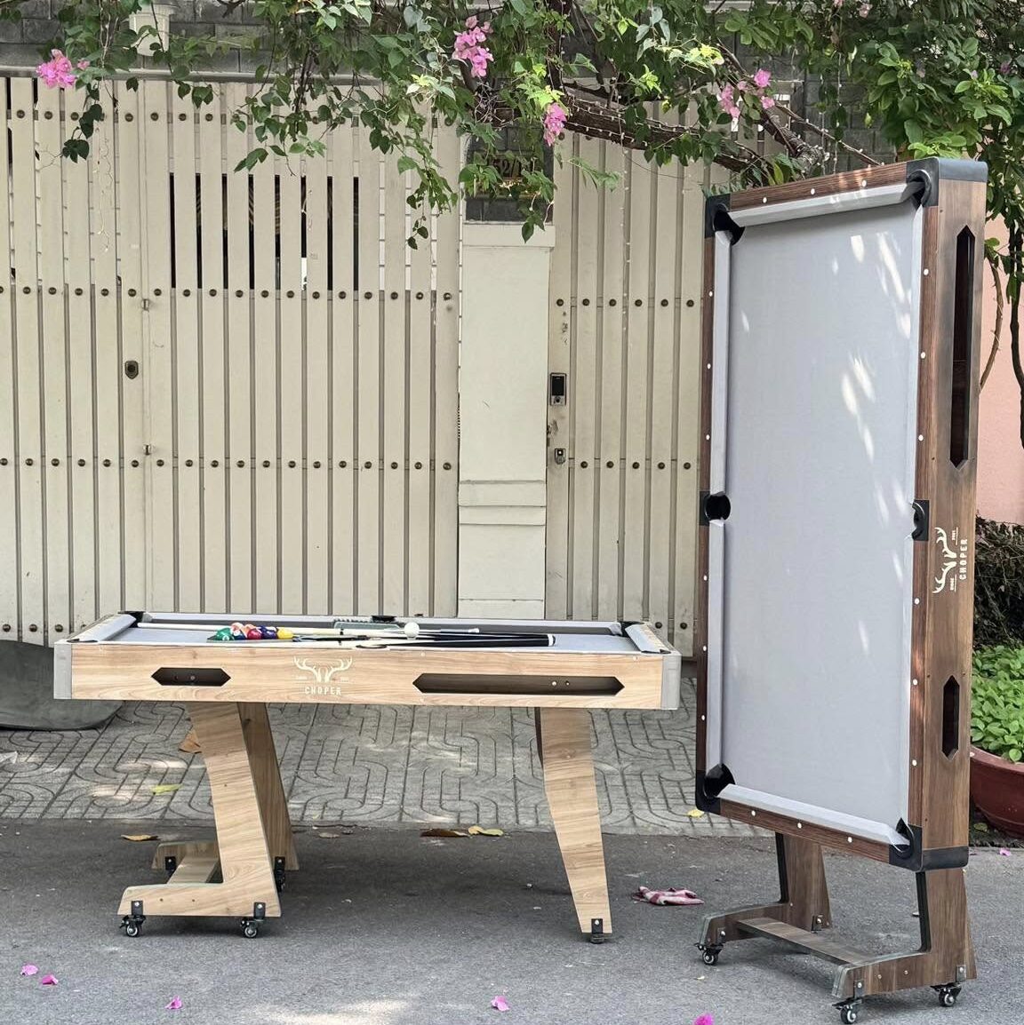 Bàn bida lỗ mini 1m6 (160cm) TRẮNG - NÂU | gấp gọn, tiết kiệm không gian (Cập nhật T6.2025)