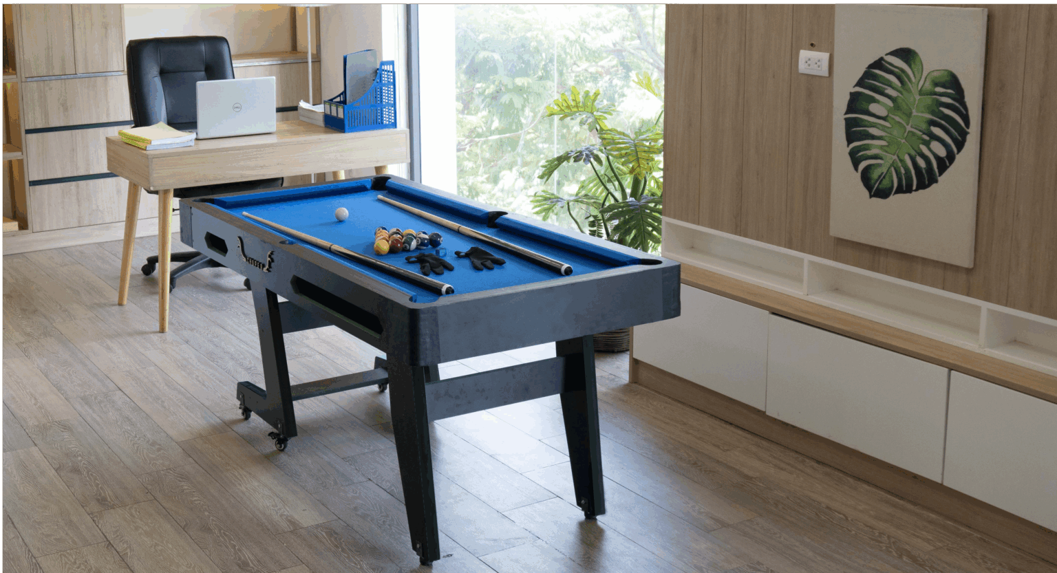 Bàn bida mini Choper 1m6 gấp gọn trong không gian gia đình