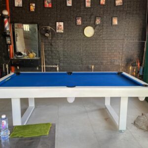 bàn bida gỗ thông Choper SN trắng nỉ xanh tiệm barber