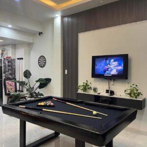 bàn bida gỗ thông Choper SN đen nguyên bộ phòng khách hiện đại tối giản